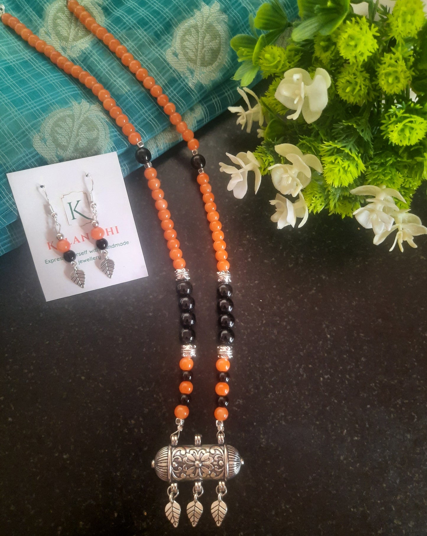 Small beads Necklace with Taviz Pendant