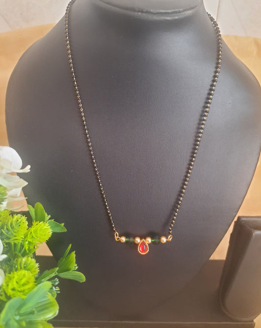 Green Crystal with Red Drop shape Mangalsutra