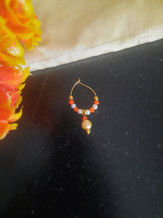 Pearl with Orange Crystal Bikbali