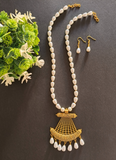 Rice Pearl Necklace with antique pendant