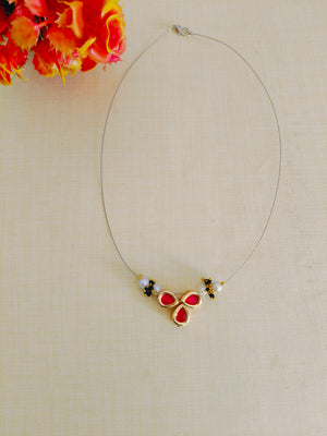 Arial Necklace with Red kundan