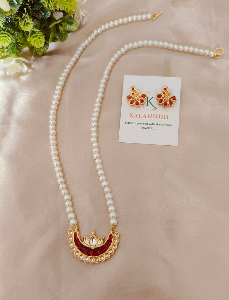 Pearl Mala with kundan Pendant