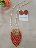 Leaf shape Red Fabric Necklace