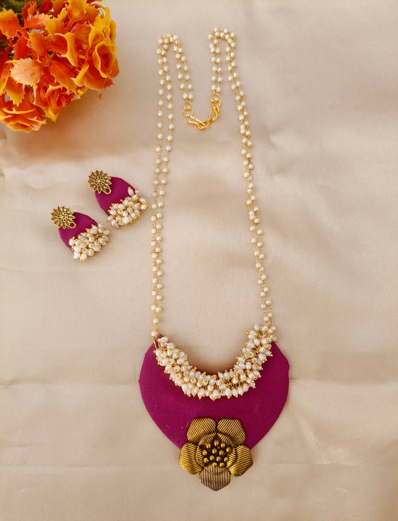 Pink Fabric Necklace with Loreals
