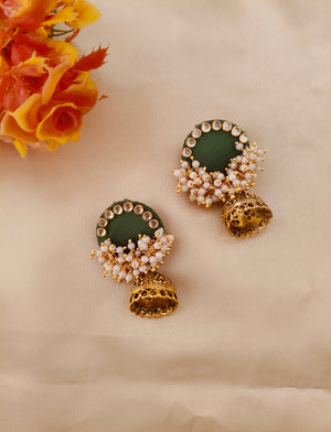 Green Fabric Zumki earings