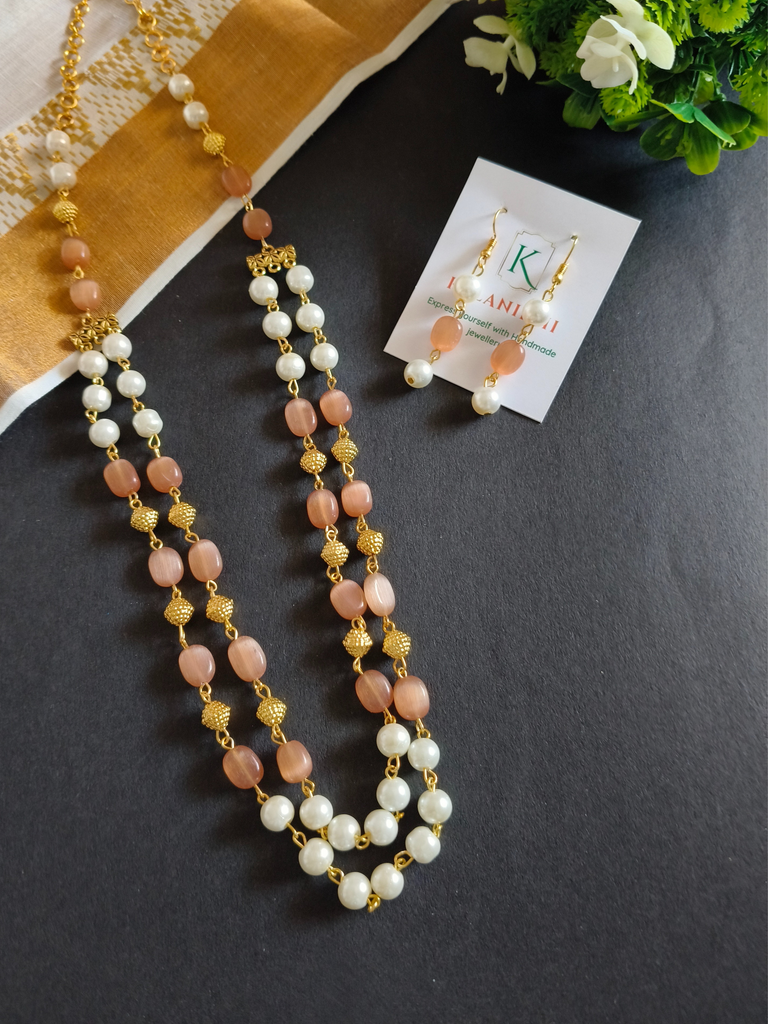 Double layer Semi precious Beads Necklace