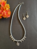Rice Pearl Leaf charm Necklace