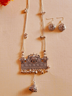 Rectangle pendant with chain , ghungroo